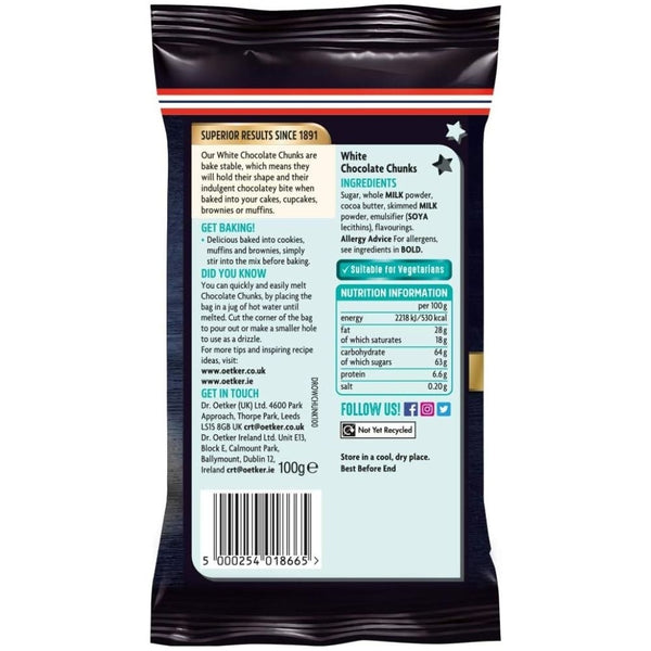 Dr. Oetker White Chocolate Chunks 100g