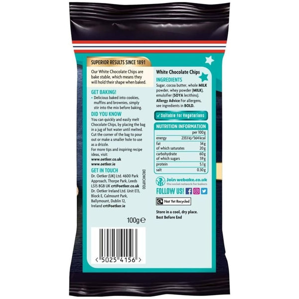 Dr. Oetker White Chocolate Chips 100g