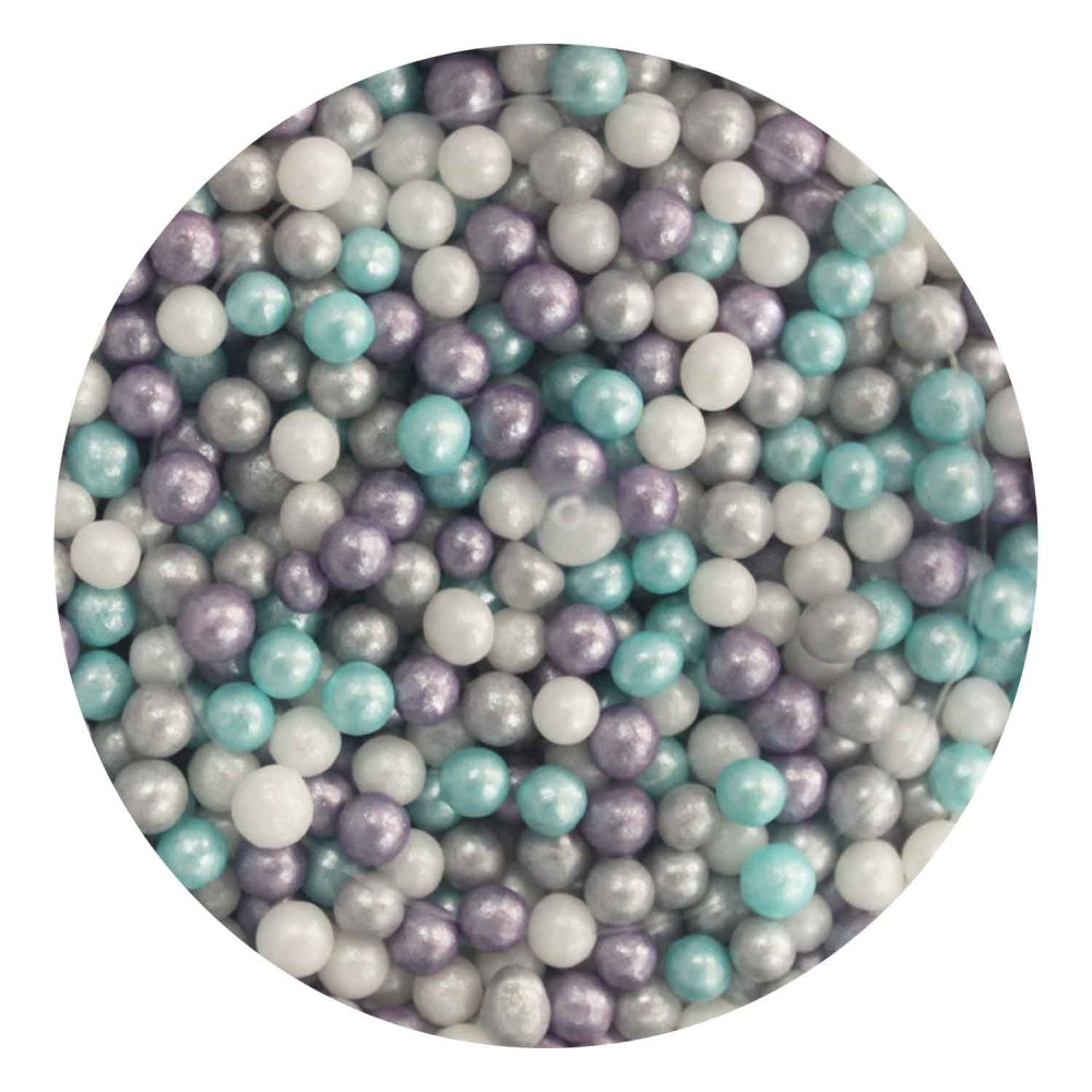 Purple Cupcakes 4mm Shimmer Frozen Mix Sugar Pearls 80g
