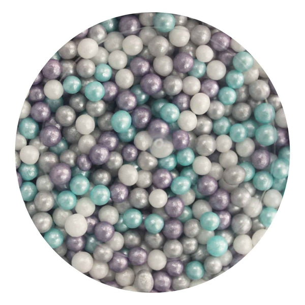 Purple Cupcakes 4mm Shimmer Frozen Mix Sugar Pearls 80g
