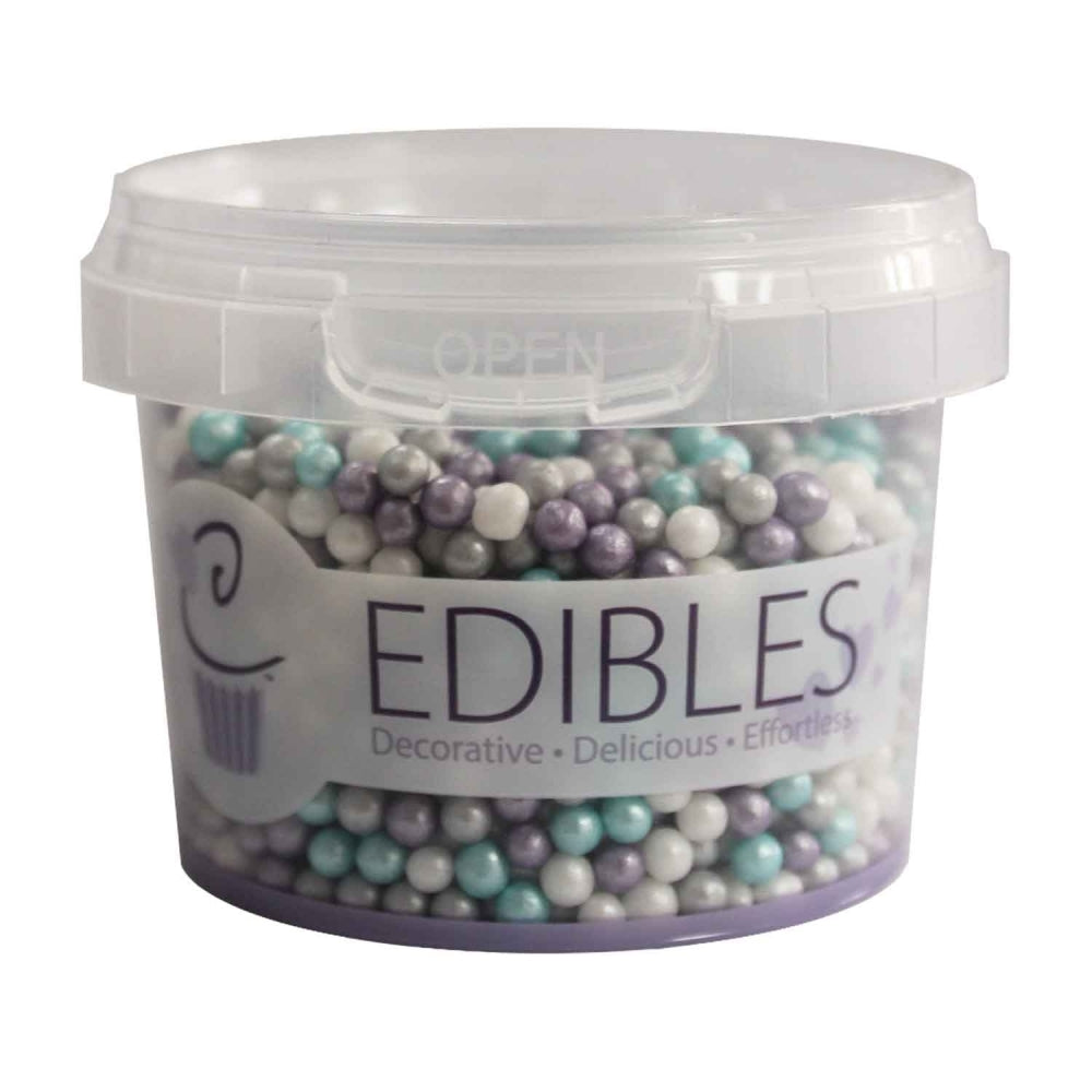 Purple Cupcakes 4mm Shimmer Frozen Mix Sugar Pearls 80g