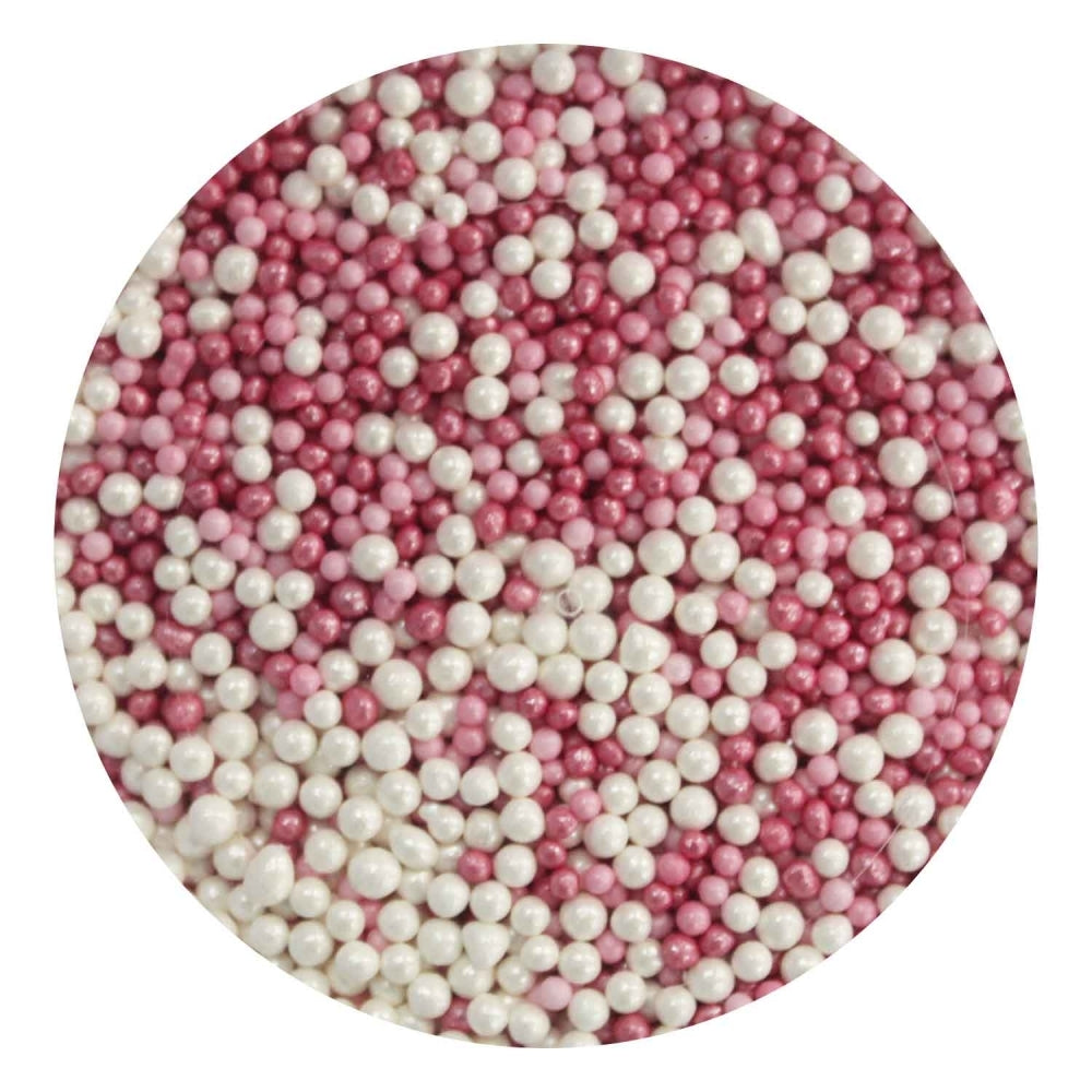 Purple Cupcakes 2mm Shimmer Princess Pink Non-Pareil Sugar Pearls 100g