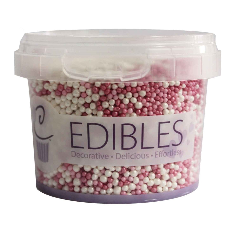 Purple Cupcakes 2mm Shimmer Princess Pink Non-Pareil Sugar Pearls 100g