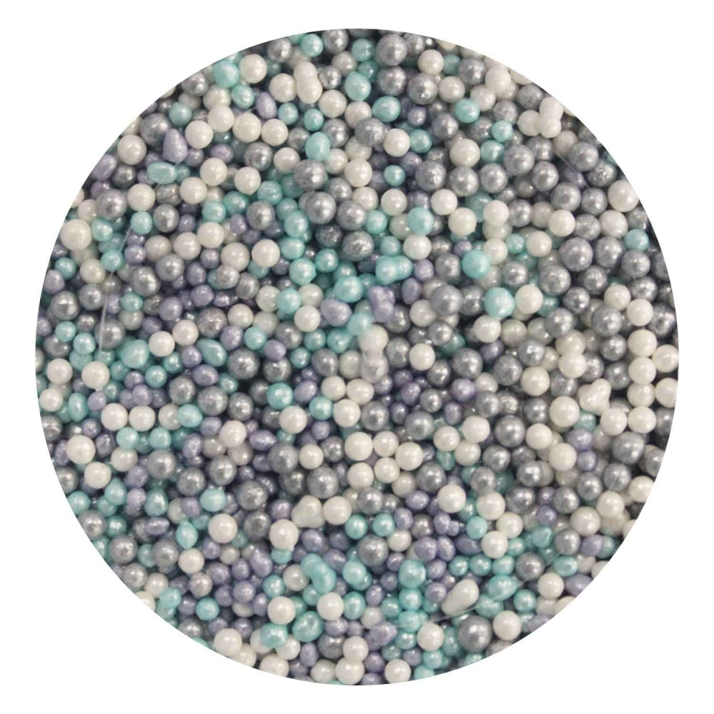 Purple Cupcakes 2mm Shimmer Frozen Mix Non-Pareils Sugar Pearls 100g