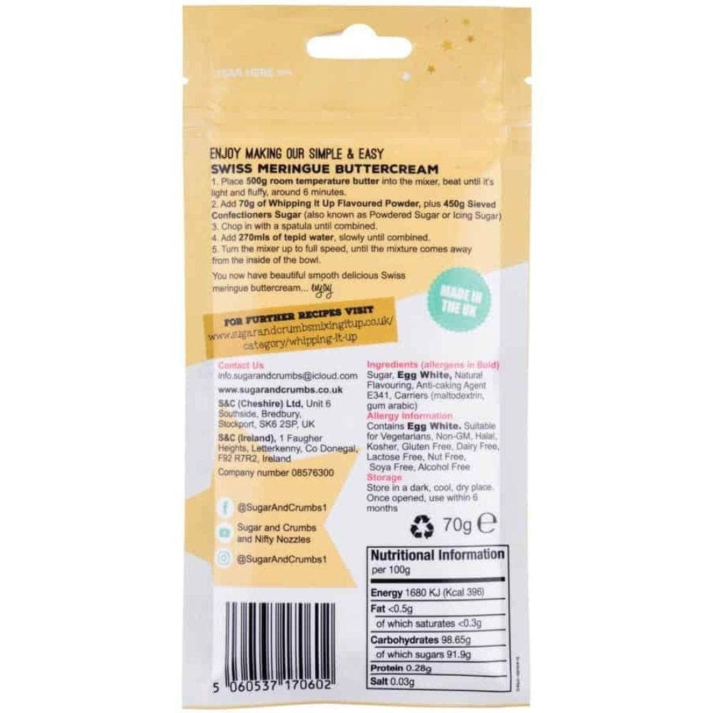 Sugar & Crumbs Velvet Vanilla Whipping It Up! Swiss Meringue Buttercream Flavour Shot 70g