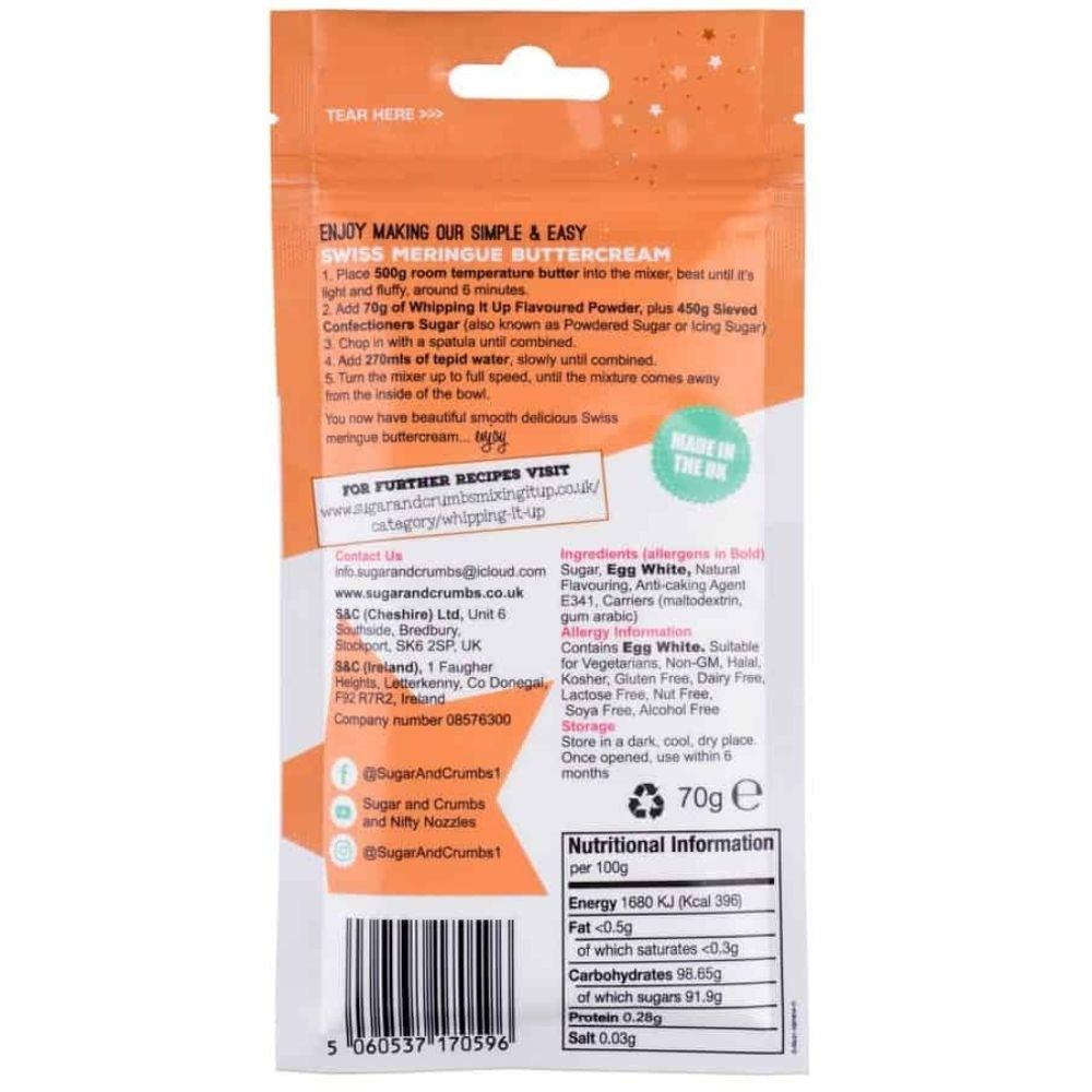 Sugar & Crumbs Salted Caramel Whipping It Up! Swiss Meringue Buttercream Flavour Shot 70g