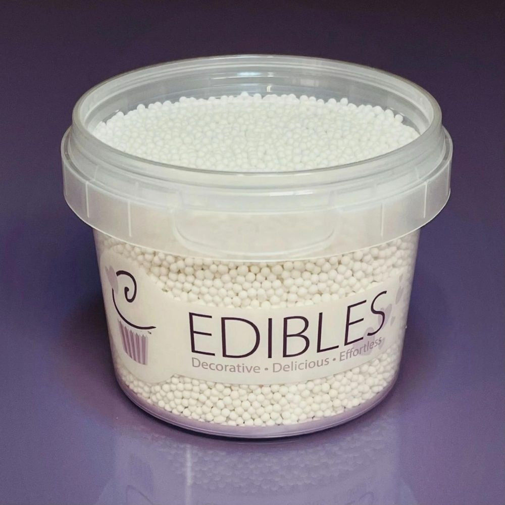 Purple Cupcakes 2mm White Non-Pareil Sugar Pearls 100g