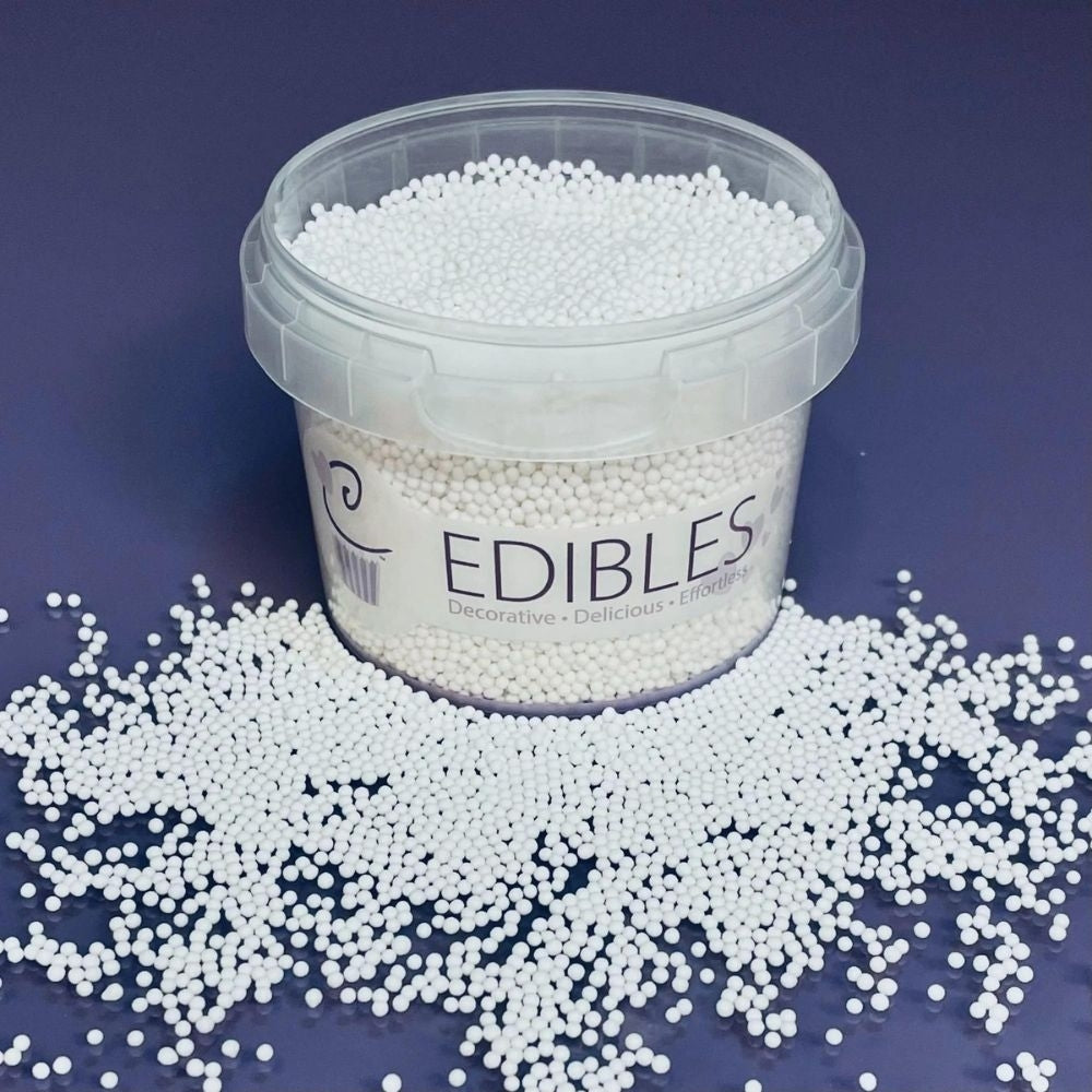 Purple Cupcakes 2mm White Non-Pareil Sugar Pearls 100g