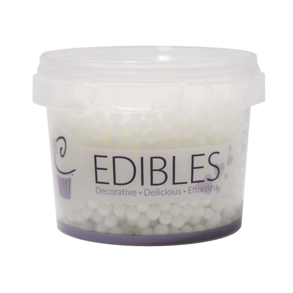 Purple Cupcakes 4mm Matt White Sugar Pearls 100g