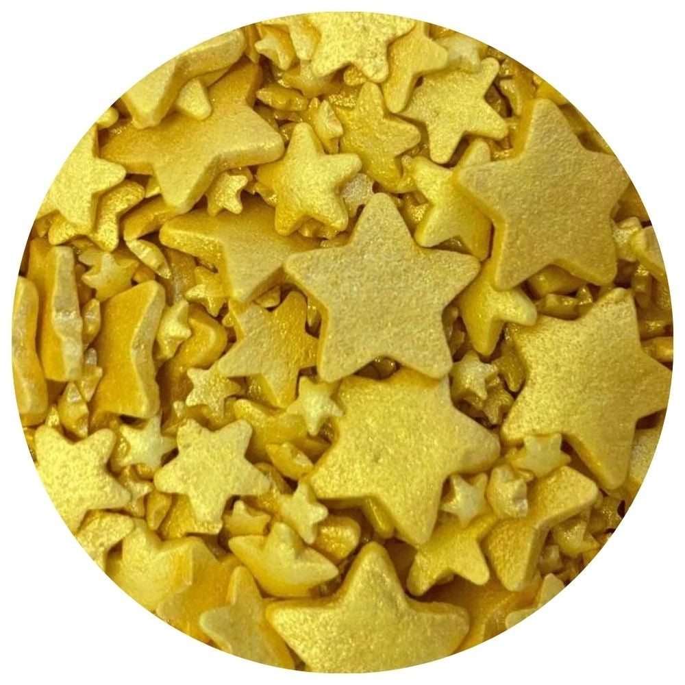 Purple Cupcakes Shimmer Gold Rush Mixed Star Sprinkle Mix 60g
