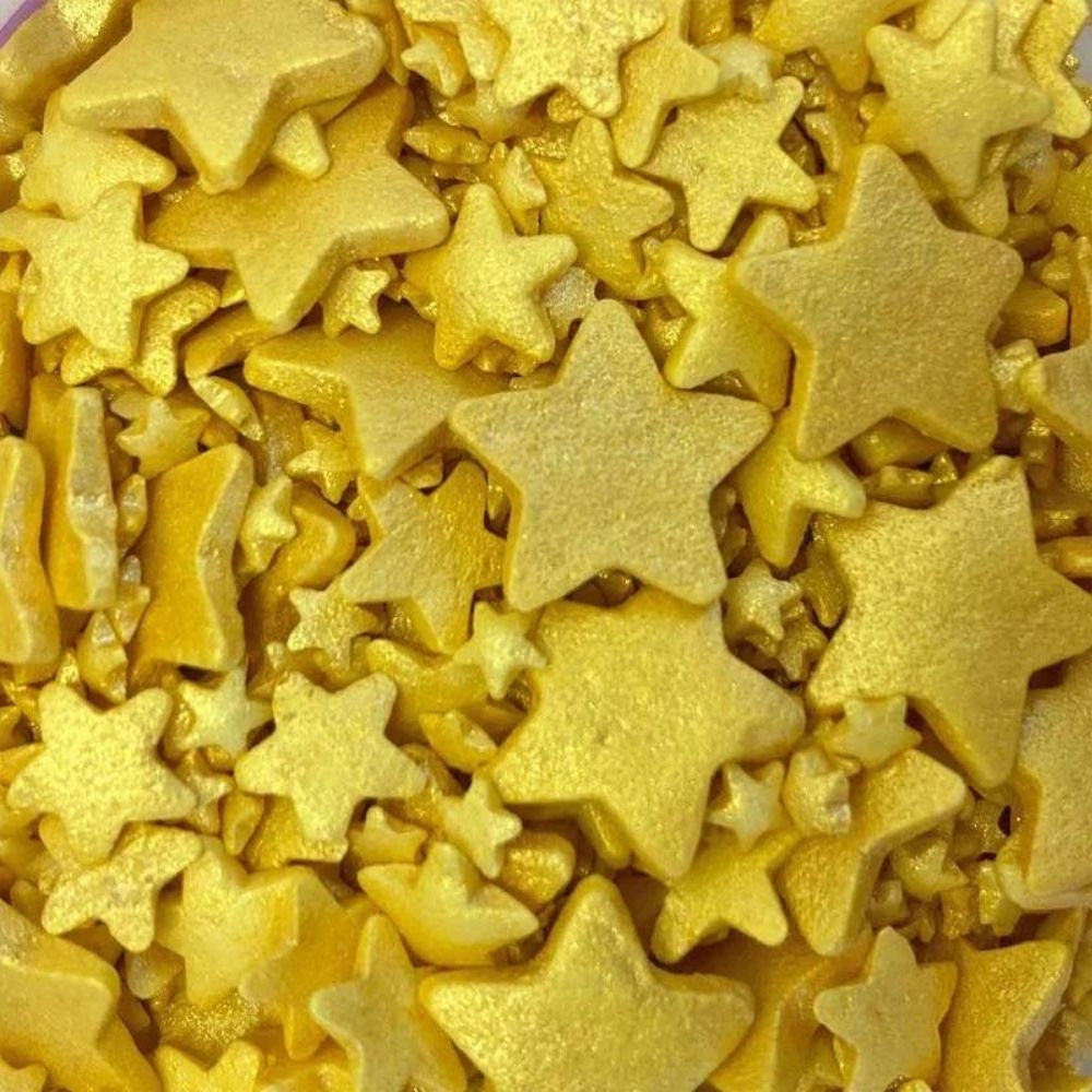 Purple Cupcakes Shimmer Gold Rush Mixed Star Sprinkle Mix 60g