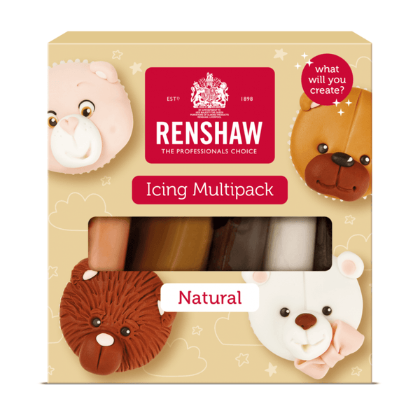 Renshaw Natural Colour - Multipack Of 5 x 100g Ready To Roll Regal Icing