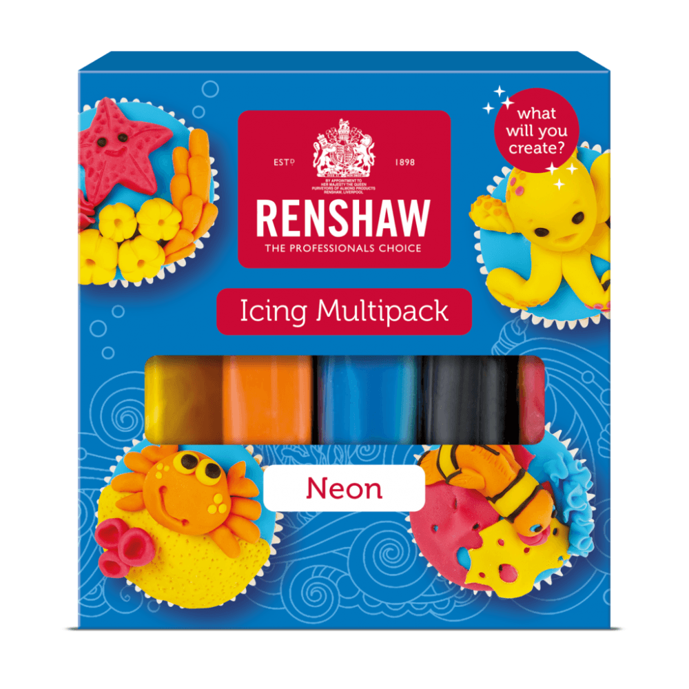 Renshaw Neon Colour Multipack Of 5 x 100g Renshaw Ready To Roll Regal