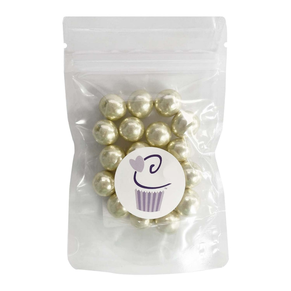 Purple Cupcakes 20mm Gold Metallic Shiny Chocolate Filled Sugar Pearls 60g