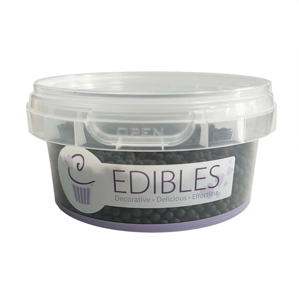Purple Cupcakes 4mm Matt Black Sugar Pearls 100g