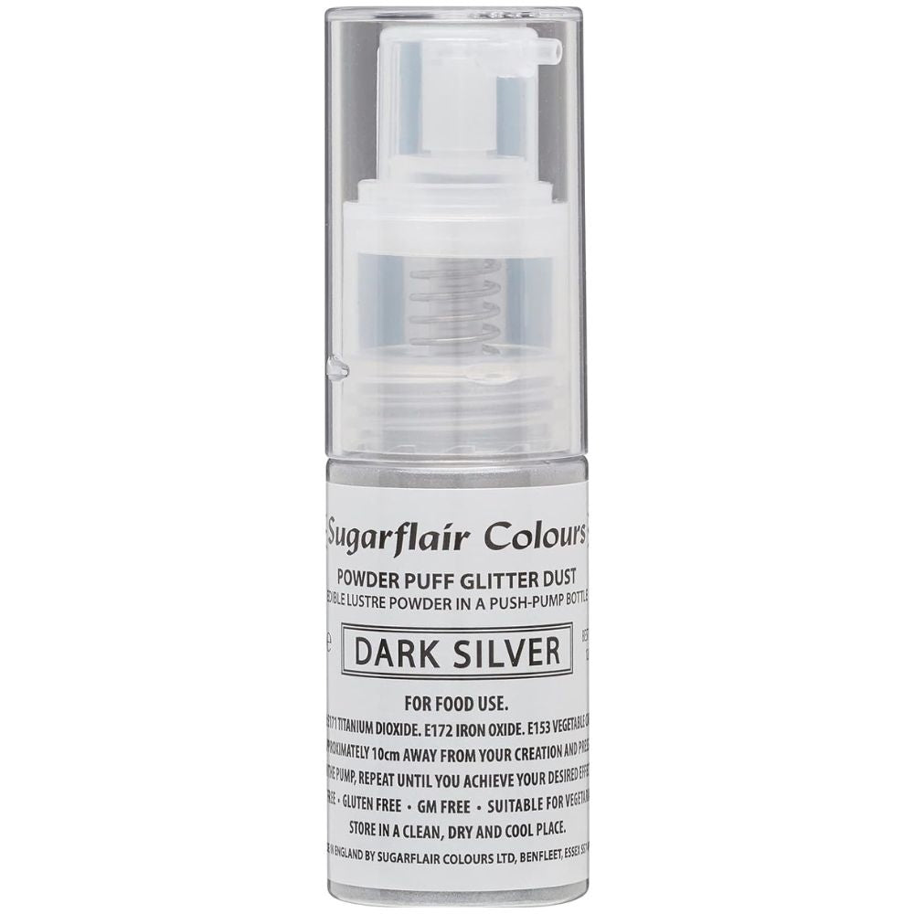 Sugarflair Glitter Dust Non-Aerosol Pump Spray - Dark Silver