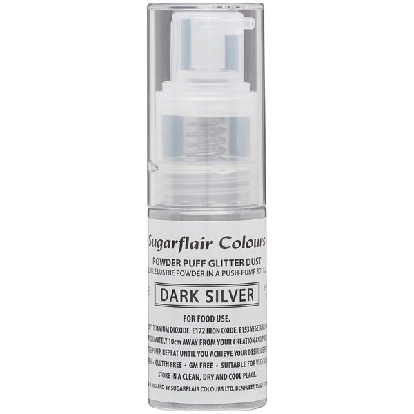 Sugarflair Glitter Dust Non-Aerosol Pump Spray - Dark Silver