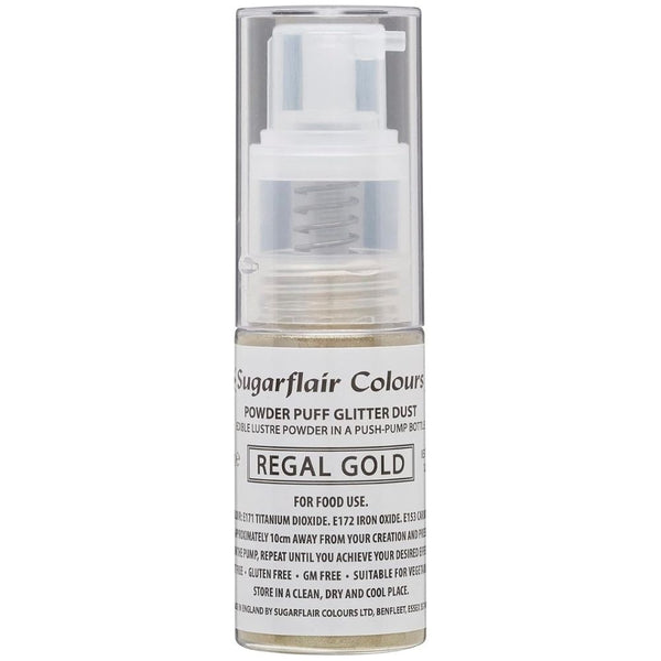 Sugarflair Glitter Dust Non-Aerosol Pump Spray - Regal Gold
