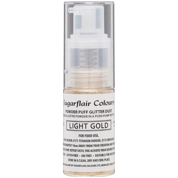 Sugarflair Glitter Dust Non-Aerosol Pump Spray - Light Gold