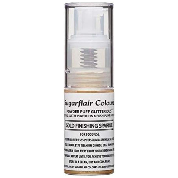 Sugarflair Glitter Dust Non-Aerosol Pump Spray - Gold Finishing Sparkle