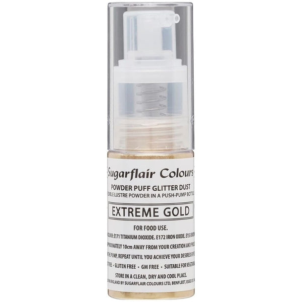 Sugarflair Glitter Dust Non-Aerosol Pump Spray - Extreme Gold