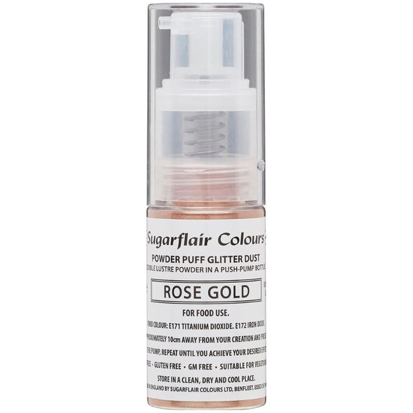 Sugarflair Glitter Dust Non-Aerosol Pump Spray - Rose Gold