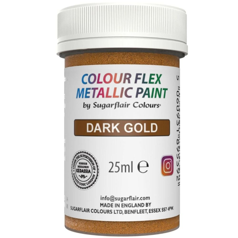 Sugarflair Metallic Food Colour Flex Edible Paint - Dark Gold