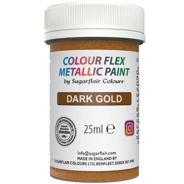 Sugarflair Metallic Food Colour Flex Edible Paint - Dark Gold