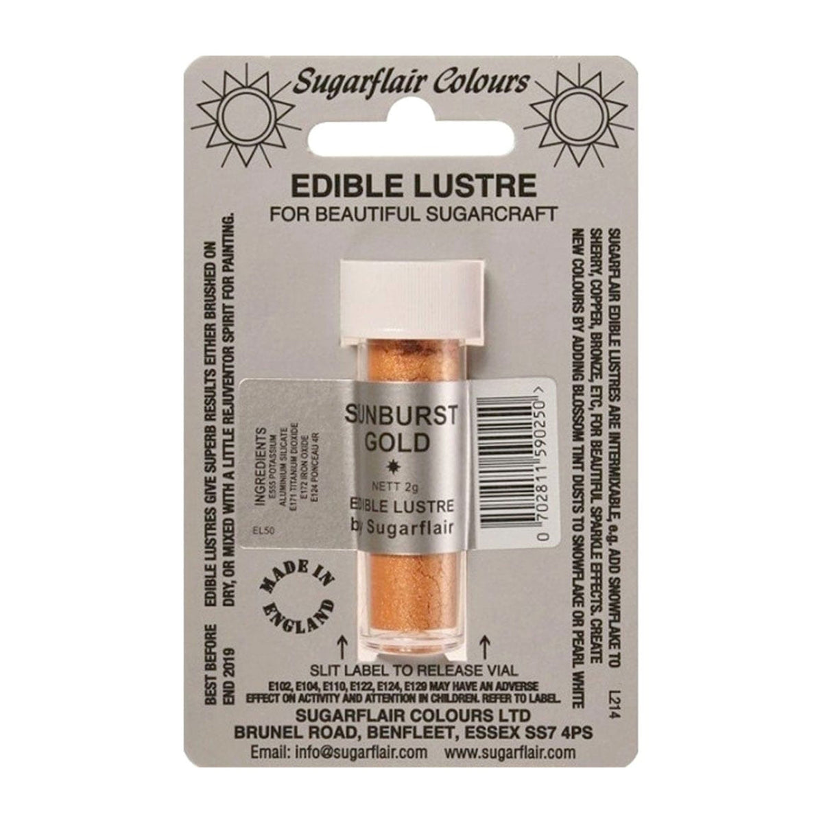 Sugarflair Sunburst Gold - Edible Lustre Dust 2g