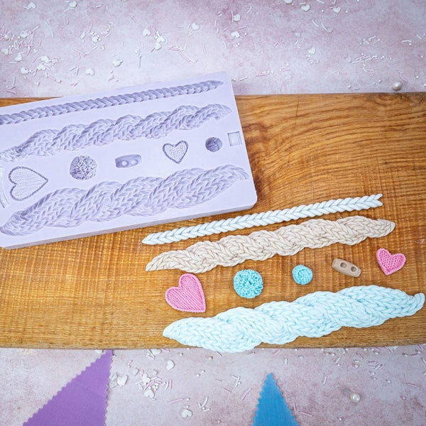 Karen Davies Rustic Cable Knit Silicone Mould
