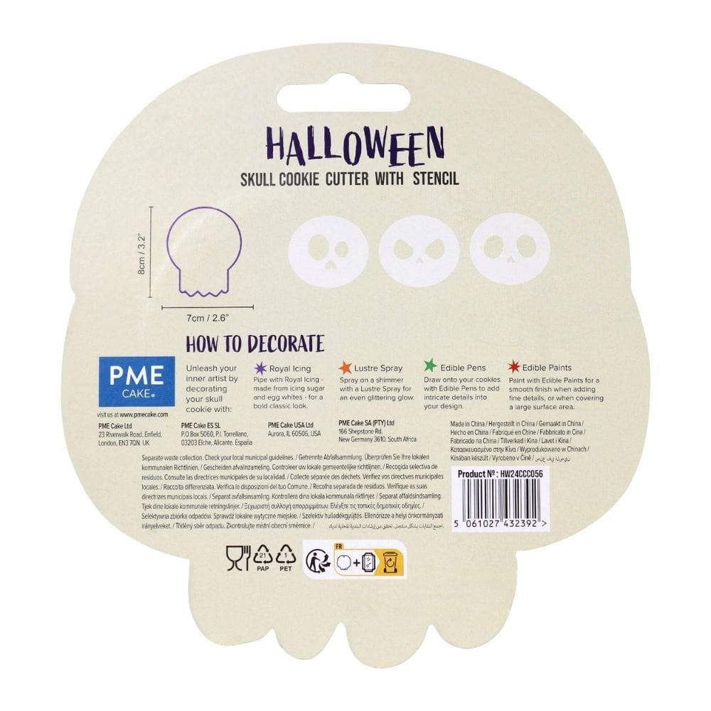 PME Skull Halloween Cookie Cutter & Stencils