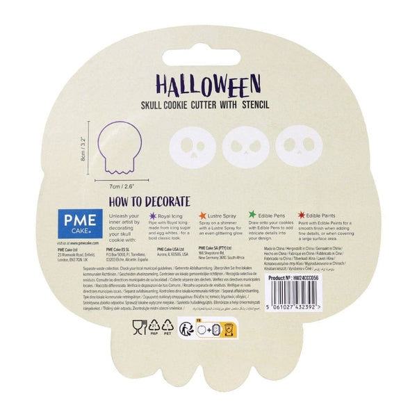 PME Skull Halloween Cookie Cutter & Stencils