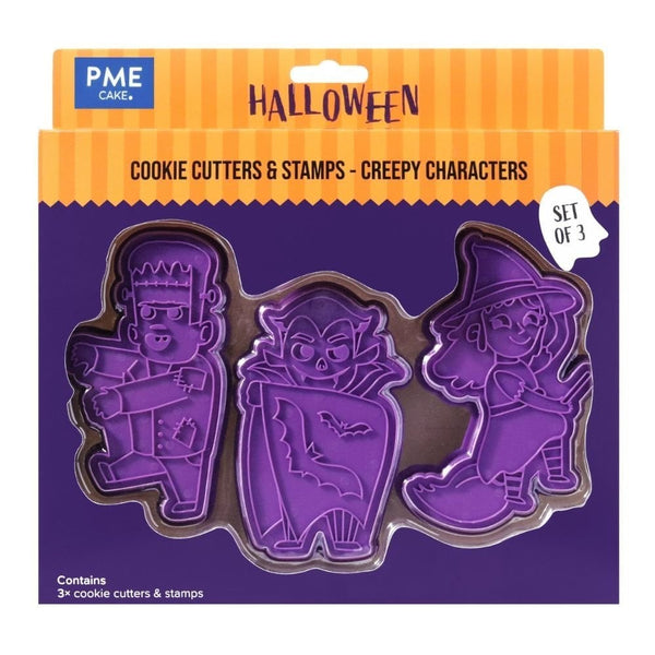 PME Creepy Characters Halloween Cookie Cutters & Stamps Set Of 3