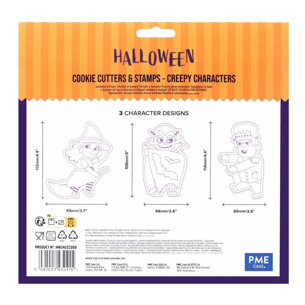 PME Creepy Characters Halloween Cookie Cutters & Stamps Set Of 3