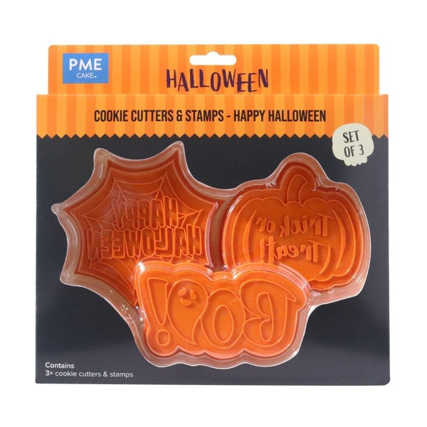 PME Happy Halloween Cookie Cutters & Stamps Set Of 3