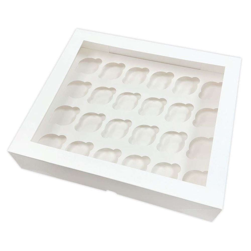 Simply Making 3.5" Deep Holds 24 White Window Cupcake Box