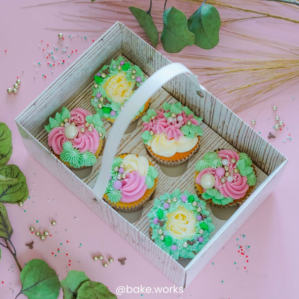 Simply Making Holds 6 Wood Effect Cupcake Box With Handle