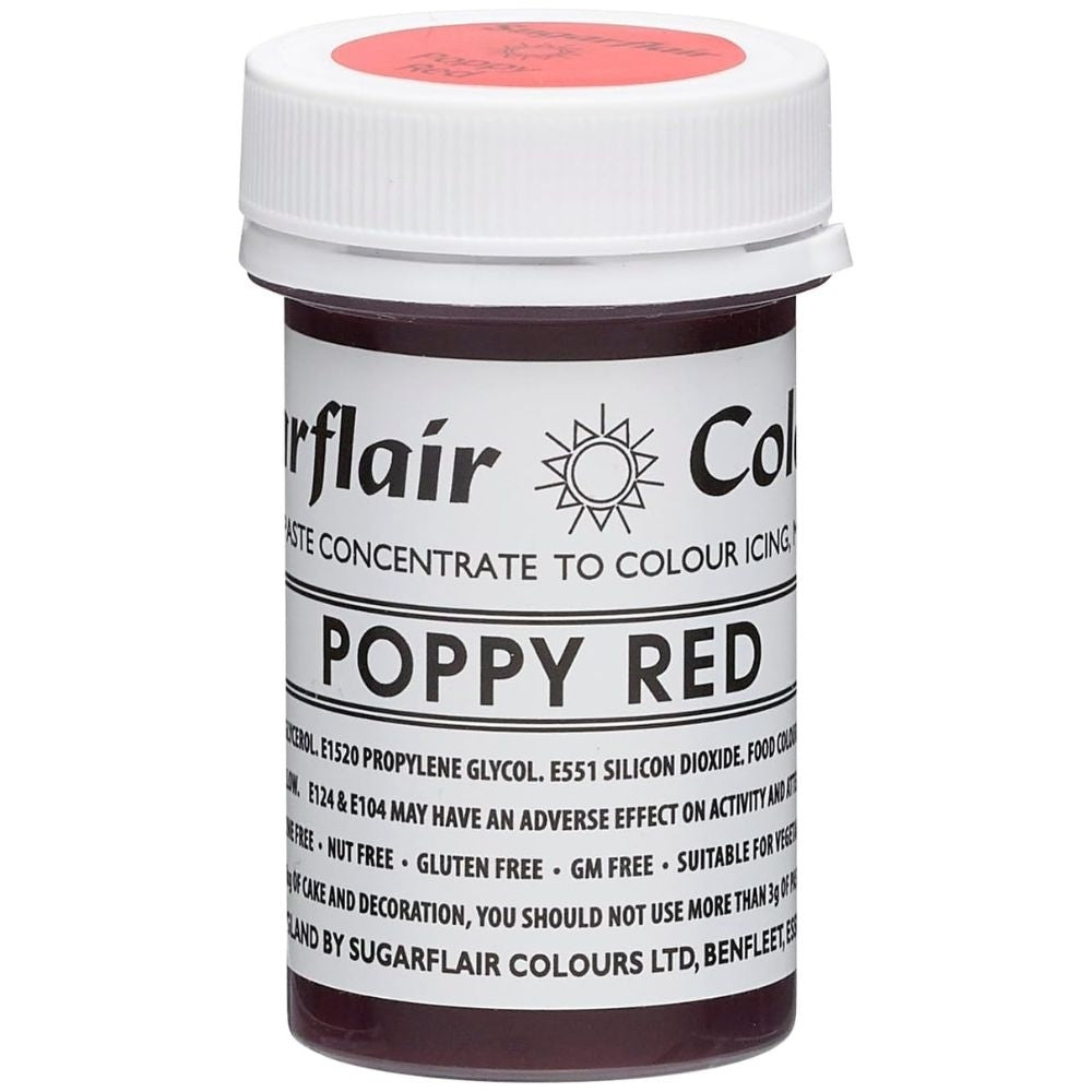 Sugarflair Poppy Red - Tartranil Paste Concentrate Colouring