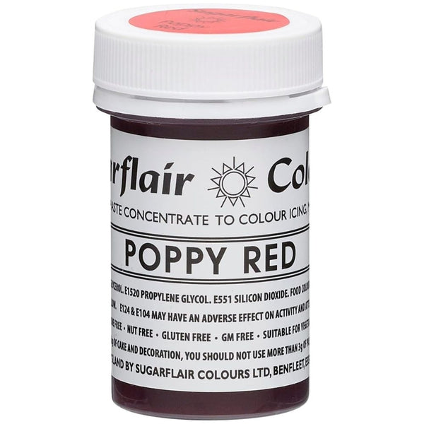 Sugarflair Poppy Red - Tartranil Paste Concentrate Colouring