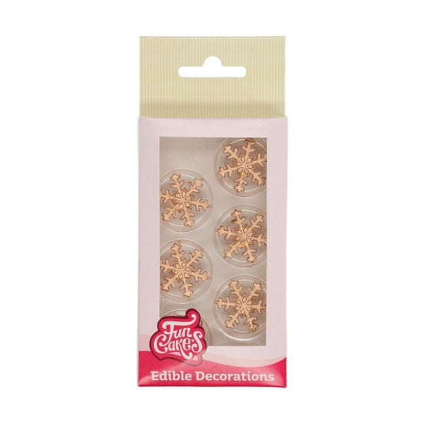 FunCakes Bronze Gold Snowflake Edible Toppers Pack Of 12