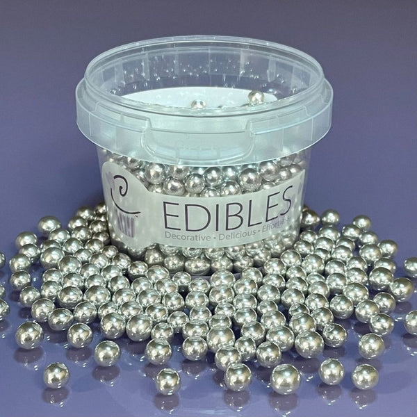 Purple Cupcakes 4mm Silver Metallic Pearls 100g