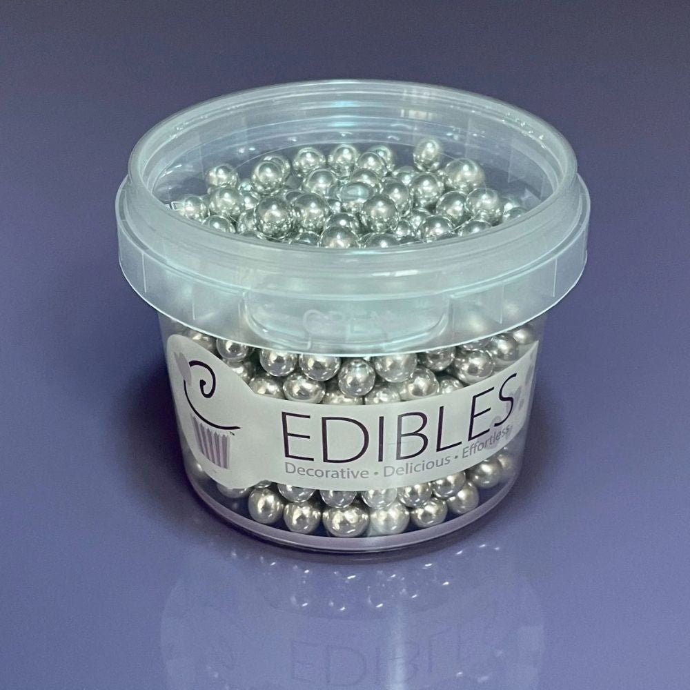 Purple Cupcakes 4mm Silver Metallic Pearls 100g