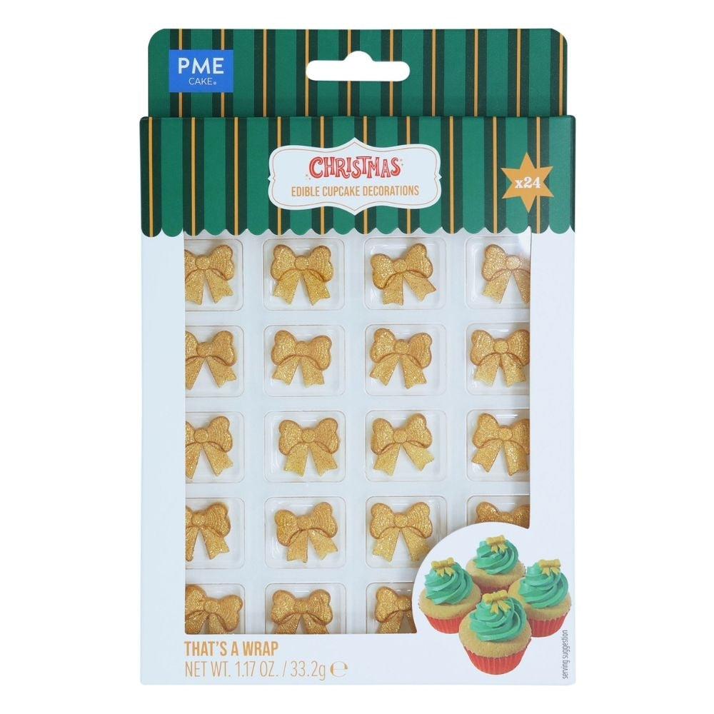 PME That's A Wrap! Christmas Bow Edible Sugar Toppers x 24