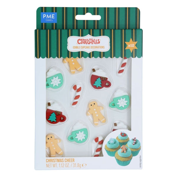 PME Christmas Cheer Edible Sugar Toppers x 12