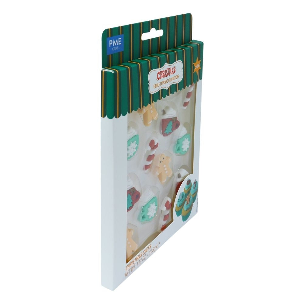 PME Christmas Cheer Edible Sugar Toppers x 12