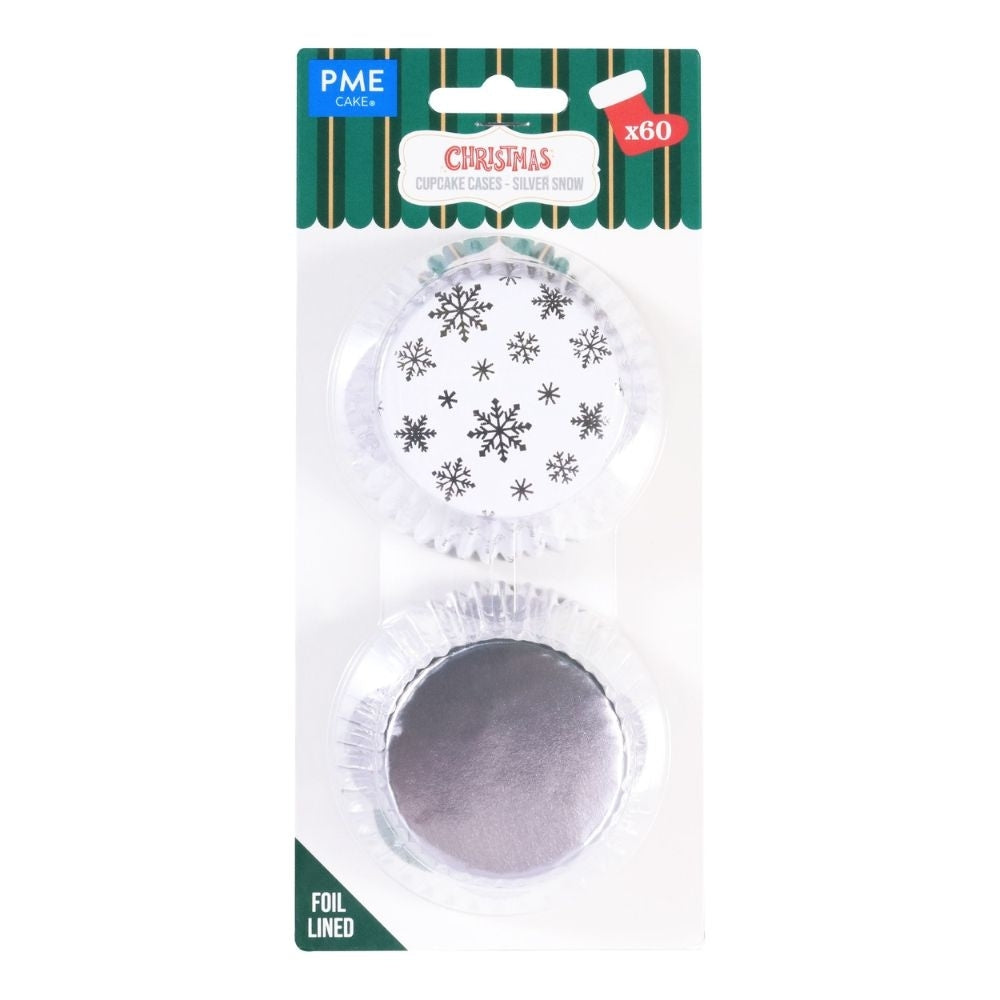 PME Silver Snow Christmas Foil-lined Cupcake Cases x 60