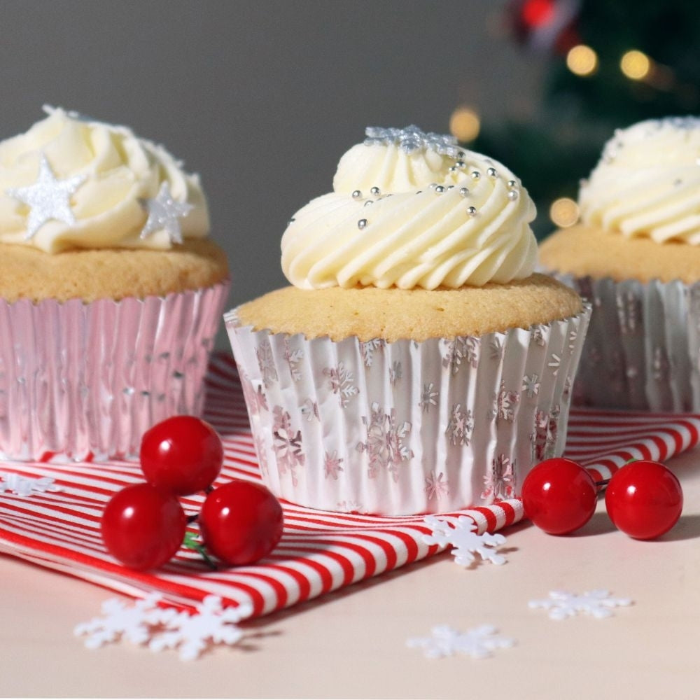 PME Silver Snow Christmas Foil-lined Cupcake Cases x 60