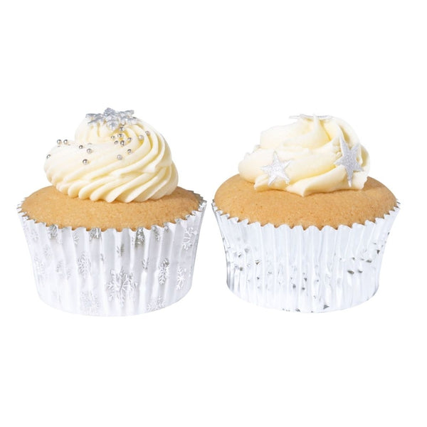 PME Silver Snow Christmas Foil-lined Cupcake Cases x 60