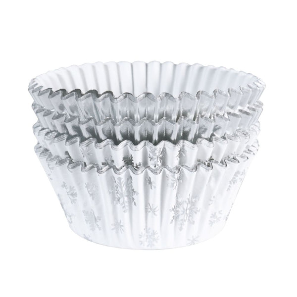 PME Silver Snow Christmas Foil-lined Cupcake Cases x 60