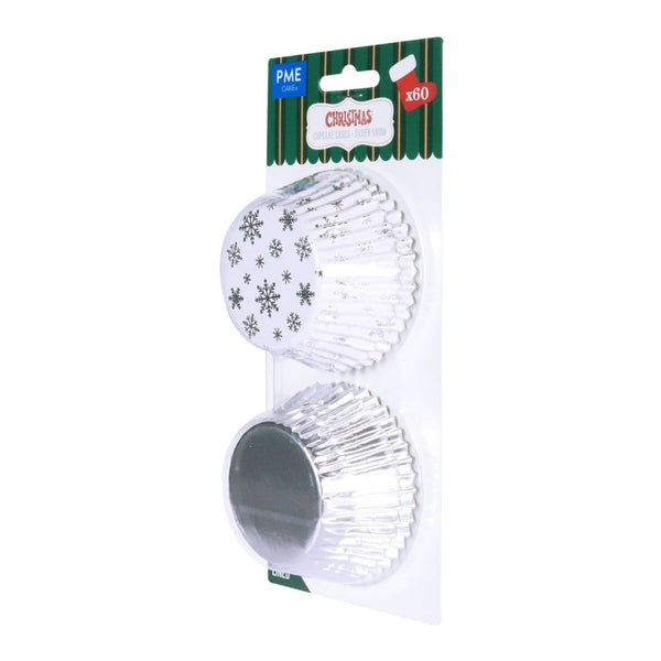 PME Silver Snow Christmas Foil-lined Cupcake Cases x 60